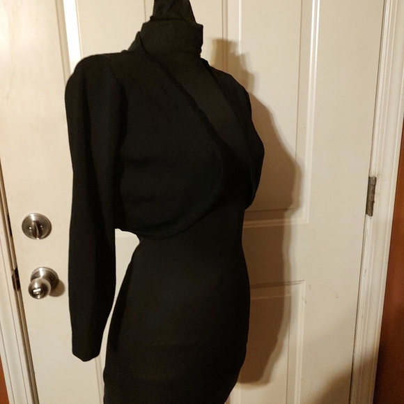 🐈‍⬛🖤🐈‍⬛ Elegant Silky Vtg Max Studio Onyx Black Cropped Cardigan Jacket - S - Picture 2 of 12